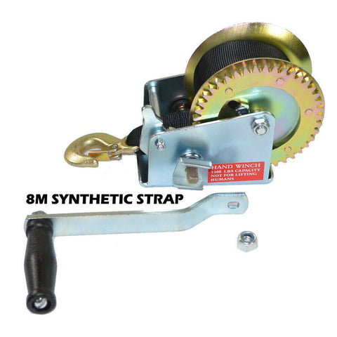 Hand Winch 1500lbs/2500LBS 2-Gears 8m Synthetic Cable Boat Trailer 4WD Winch