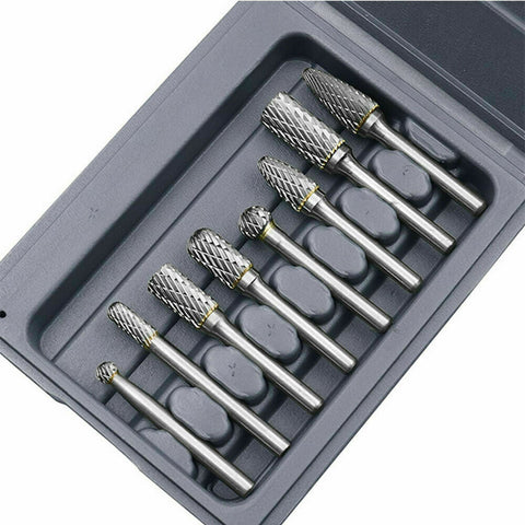 8Pcs 1/4" 6mm Shank Tungsten Carbide Rotary Burr Bur Die Grinder Carving Bits