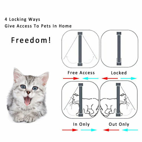 4-Way Safe Lockable Locking Pet Cat Dog Door Brushy Flap Screen L Large Size AU