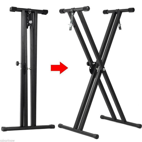 Folding Double Braced Adjustable X Style Music Piano Keyboard Stand Height