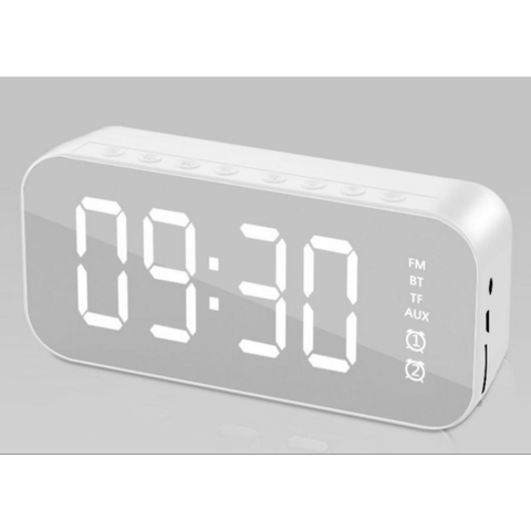 LED Display Mirror Digital Alarm Clock Wireless Bluetooth Speaker Home Decor