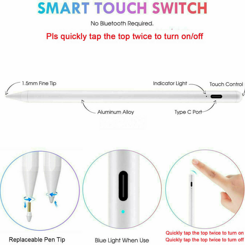 Stylus Pencil Pen for Apple iPad 6th/7th/8th/Mini 5th/Pro 11&12.9/Air 3rd Gen