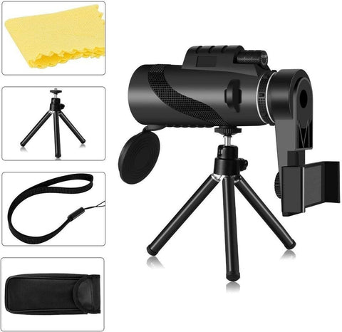 HD Portable Telescope Monocular For Travel Night Vision+Phone Clip +Tripodset