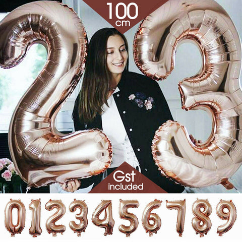 100cm Rose Gold Foil Balloon Number Helium Jumbo Balloons Wedding Party Birthday