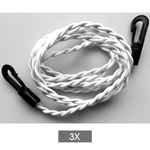 3x Travel Clothesline Clothes Line Pegless Washing Camping White/Black