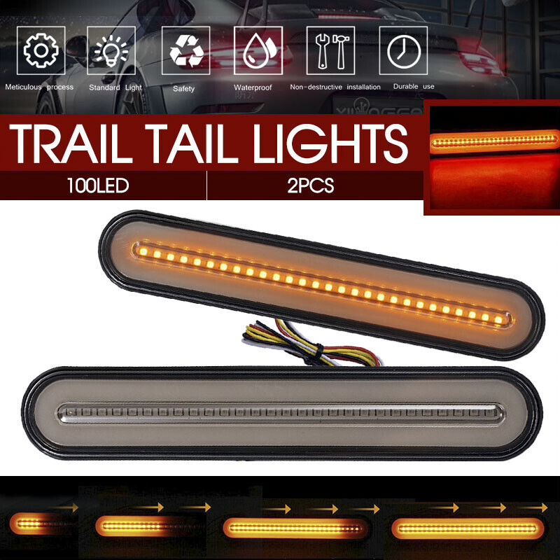 Tail Lights Halo Neon LED Trailer Truck Flowing Turn Signal Rear Stop Brake 2Pcs