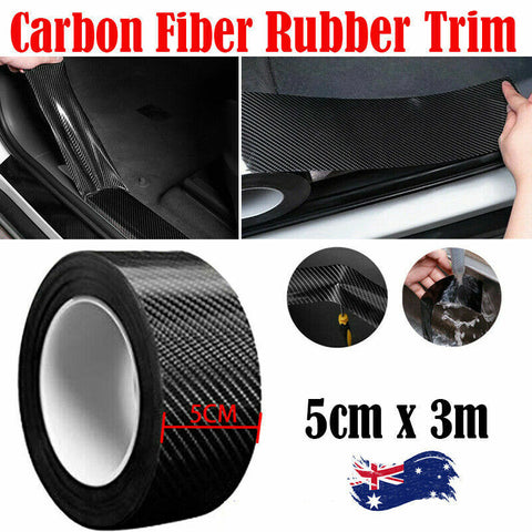 CarDoor Sill Protector Strip Carbon Fiber Bumper Sticker Rubber Trim Edge 5CM*3M