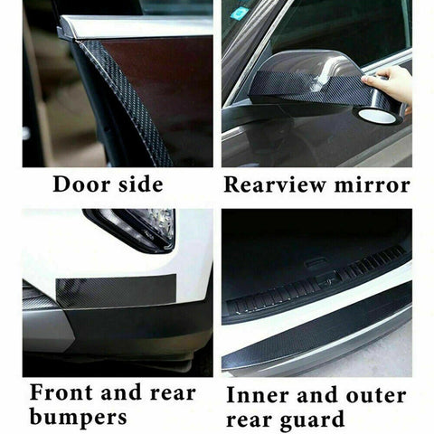 5CM*3M CarDoor Sill Protector Strip Carbon Fiber Bumper Sticker Rubber Trim Edge