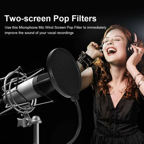 Double Layer Pop Filter Recording Studio Microphone Wind Screen Mask Shield