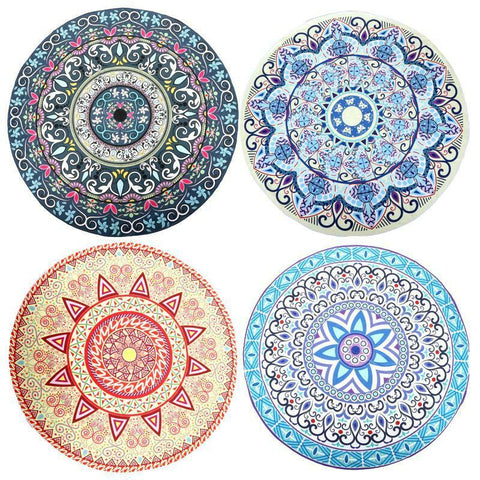 1 PC Mandala Tapestries Beach Picnic Quick Dry Round Towel Shawl Bohemian