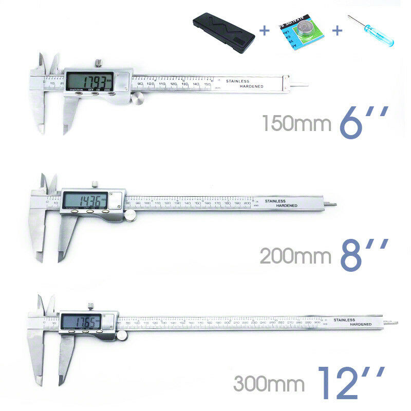 150/200/300mm Vernier Caliper LCD Electronic Digital Gauge Stainless