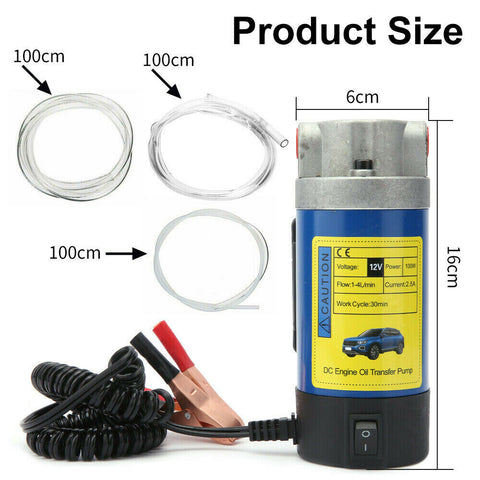 100W Car Engine Oil Transfer Extractor Pump Fluid Diesel Electric Siphon DC 12V