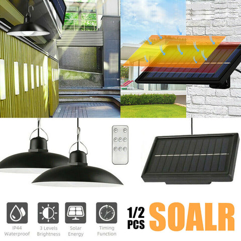 Solar Power Outdoor Garden Hanging LED Lamp Yard Pendant Light W/ Remote Control