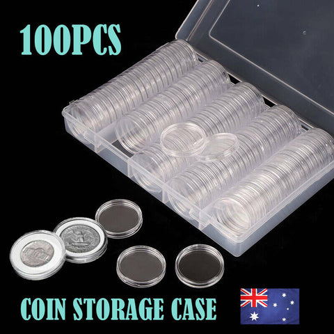 100PCS Australian Coin Collection Round Storage Cases Capsules Holder Album NEW