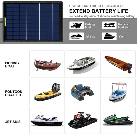 10W 5W Solar Panel Kit 12V Trickle Car Battery Charger Waterproof Boat