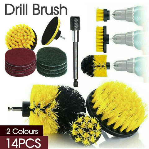 14PC Drill Brush Tub Clean Electric Grout Power Scrubber Cleaning Set Tool Kit