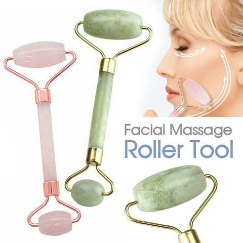 Facial Massage Roller Natural Quartz Crystal Stone Face Neck Beauty Tool