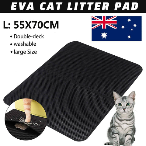 Waterproof Double-Layer Cat Litter Mat Trapper Foldable Pad Pet Rug Home L Size