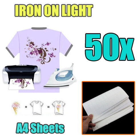 10/20/50/100 sheets A4 Iron Heat Transfer Paper For Light Cotton T-shirt