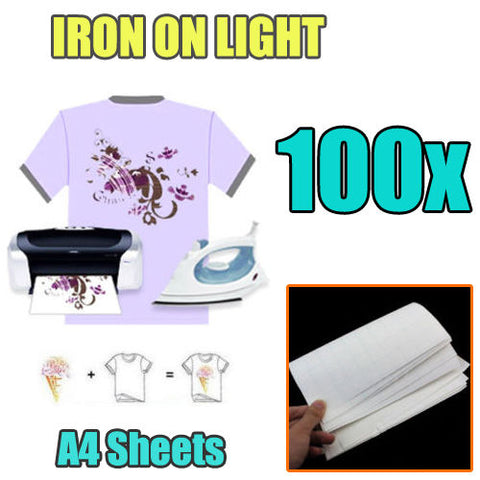 10/20/50/100 sheets A4 Iron Heat Transfer Paper For Light Cotton T-shirt