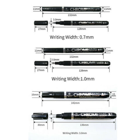 0.7/1/3mmNib Silver Art Liquid Mirror Chrome Marker Pen Smooth Long-Lasting