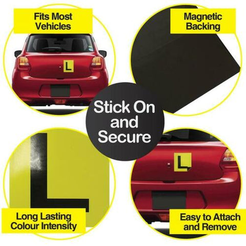 2pk Magnetic L Plate - All States Driver Magnetic Yellow L Plates