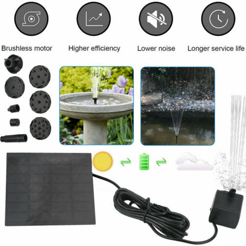 1.5W 2W Solar Powered Water Fountain Pump Bird Bath Pond Pool Garden