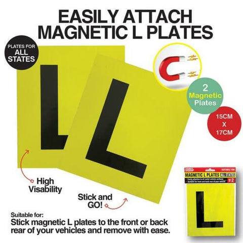 2pk Magnetic L Plate - All States Driver Magnetic Yellow L Plates