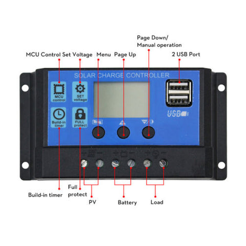 30A LCD Display PWN Solar Panel Regulator