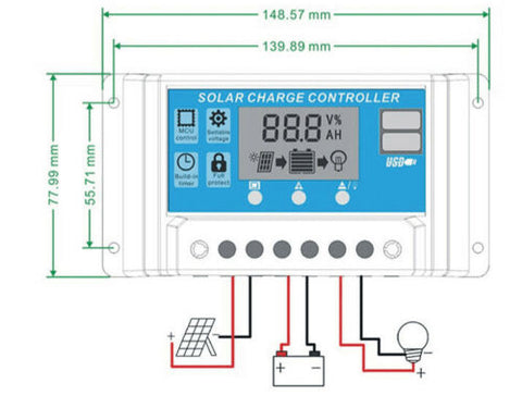 30A LCD Display PWN Solar Panel Regulator