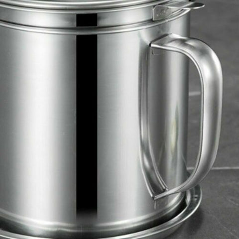 1.8L Stainless Steel Oil Filter Pot Cooking Soup Grease Strainer Separator