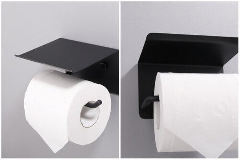 Stainless Steel Toilet Paper Roll Holder Storage + Phone Shelf Bathroom Washroom