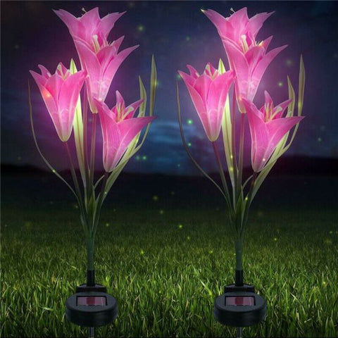 2Pcs Solar Garden Flower Light