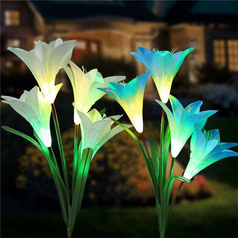 2Pcs Solar Garden Flower Light