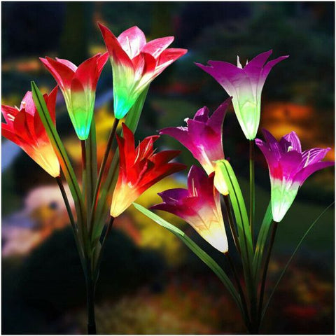 2Pcs Solar Garden Flower Light