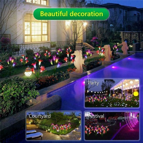 2Pcs Solar Garden Flower Light