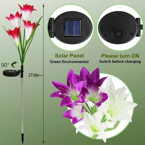 2Pcs Solar Garden Flower Light