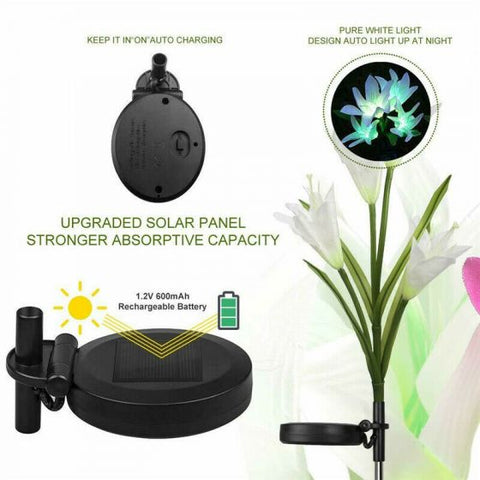 2Pcs Solar Garden Flower Light