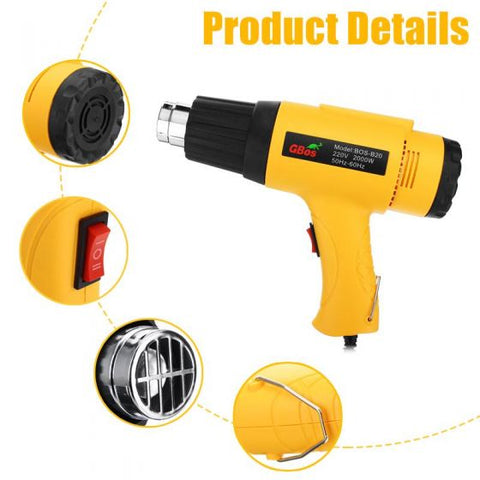 2000W Electric Heating Hot Air Heat Gun Tool 400-650â„ƒ Temperature with Nozzles