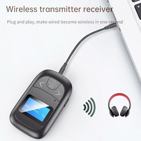 2 in 1 Bluetooth 5.0 Receiver Transmitter w/ LCD Screen 3.5mm AUX Audio Adapter