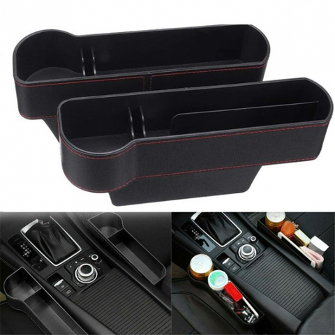 2Pcs Car Seat Gap Filler Organizer Storage Box Front Seat Console Side Pocket for Cellphones Keys Cards Wallets Sunglasses