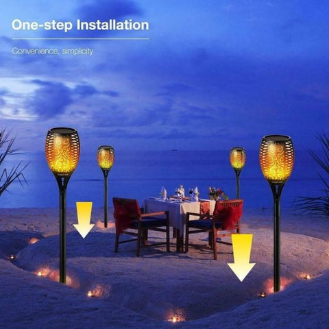 2Pcs Outdoor Solar Flame Torch Lights