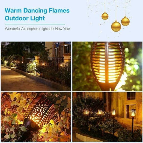 2Pcs Outdoor Solar Flame Torch Lights