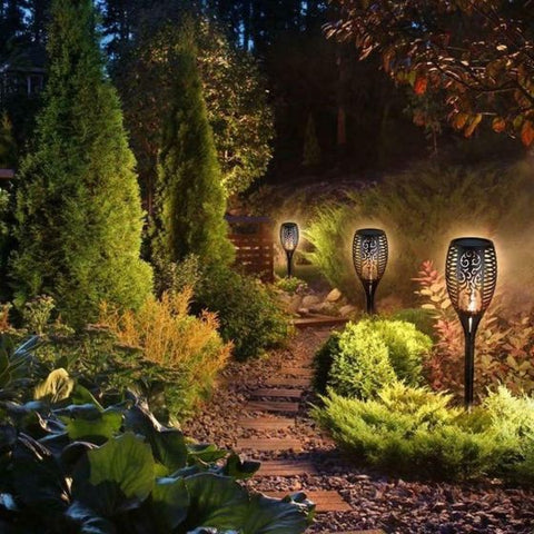 2Pcs Outdoor Solar Flame Torch Lights