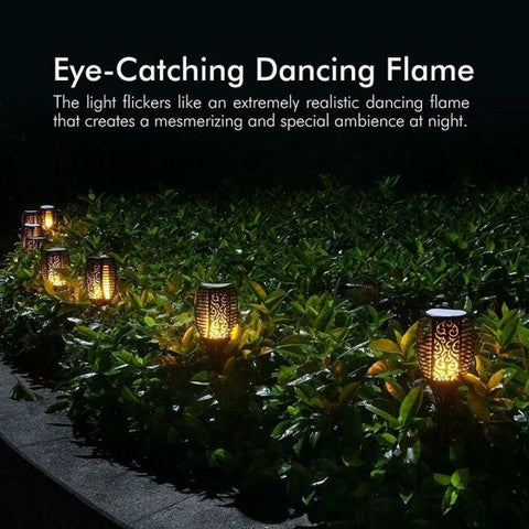 2Pcs Outdoor Solar Flame Torch Lights