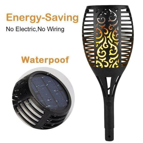 2Pcs Outdoor Solar Flame Torch Lights