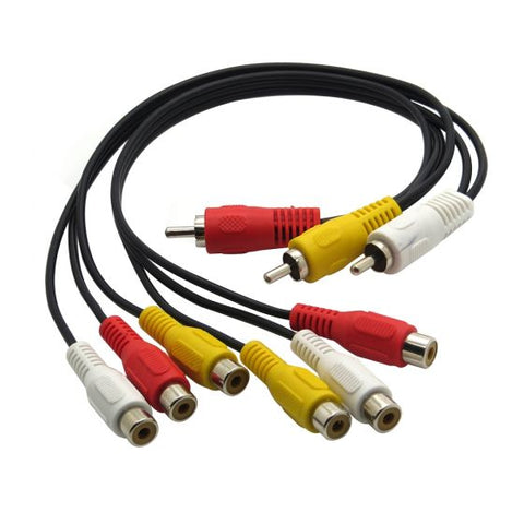 25cm 3 RCA Male Plug to 6 RCA Female Jack cable