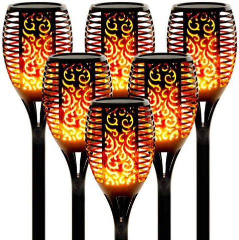 2Pcs Outdoor Solar Flame Torch Lights