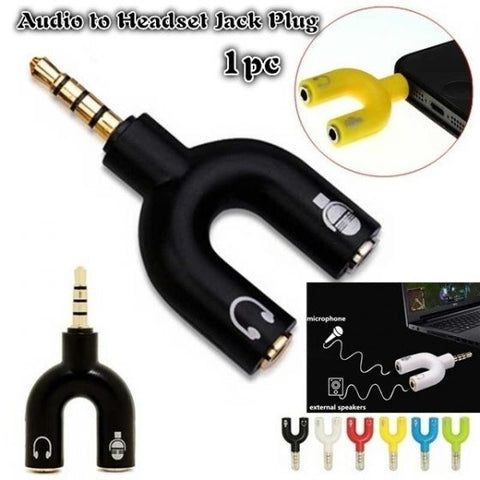 3.5mm Stereo Splitter Audio to Headset Jack Plug Y Adapter Mobile Phone Splitter