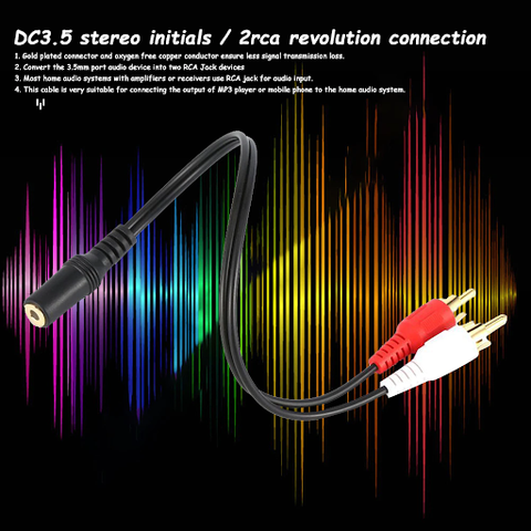 3.5mm Audio Female to 2 RCA Male Stereo Cable Y Connector Audio Cable